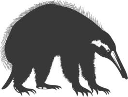 Silhouette Anteater animal black color only full body vector