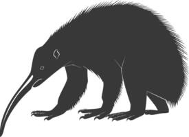 Silhouette Anteater animal black color only full body vector