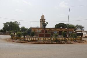 roundabout with art work in parakou in benin photo