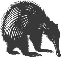 Silhouette Anteater animal black color only full body vector