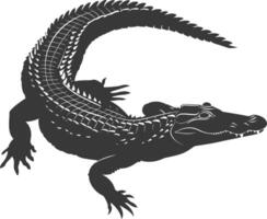 Silhouette alligator animal black color only full body vector