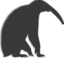 Silhouette Anteater animal black color only full body vector