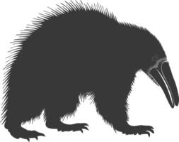 Silhouette Anteater animal black color only full body vector