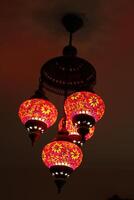 typical turkish lamps made of glass mosaic photo