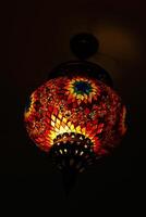 typical turkish lamps made of glass mosaic photo