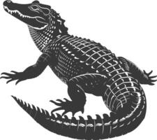 Silhouette alligator animal black color only full body vector