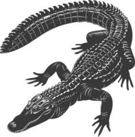 silueta caimán animal negro color solamente lleno cuerpo vector