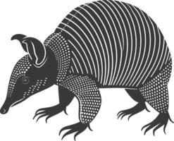 Silhouette armadillo animal black color only full body vector