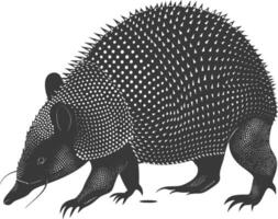 Silhouette armadillo animal black color only full body vector