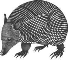 silueta armadillo animal negro color solamente lleno cuerpo vector