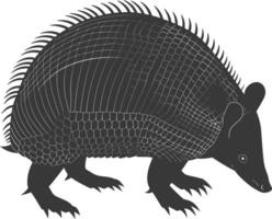 Silhouette armadillo animal black color only full body vector