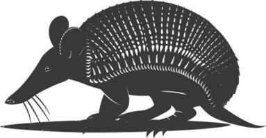 Silhouette armadillo animal black color only full body vector