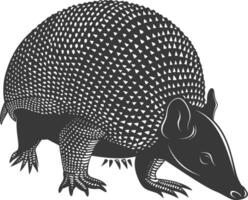 Silhouette armadillo animal black color only full body vector