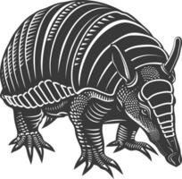 Silhouette armadillo animal black color only full body vector