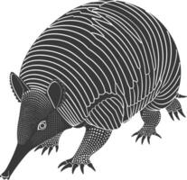 Silhouette armadillo animal black color only full body vector