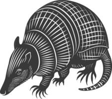 Silhouette armadillo animal black color only full body vector