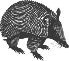 Silhouette armadillo animal black color only full body vector