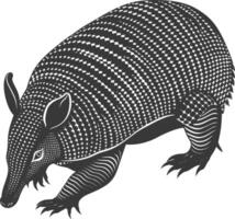 Silhouette armadillo animal black color only full body vector