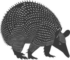 Silhouette armadillo animal black color only full body vector