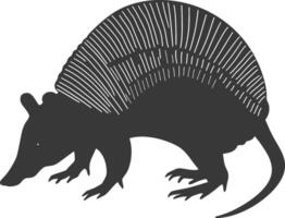 Silhouette armadillo animal black color only full body vector