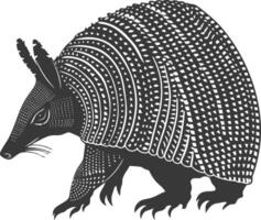 silueta armadillo animal negro color solamente lleno cuerpo vector