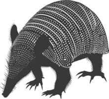 Silhouette armadillo animal black color only full body vector