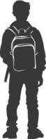 Silhouette back to school boy student black color only vector