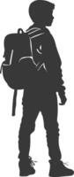 Silhouette back to school boy student black color only vector