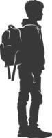 Silhouette back to school boy student black color only vector