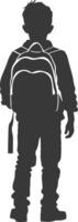 Silhouette back to school boy student black color only vector