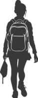 Silhouette back to school girl student black color only vector