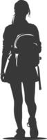 Silhouette back to school girl student black color only vector