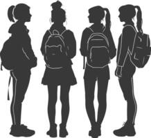 Silhouette back to school girl student collection set black color only vector