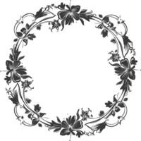 floral round line frames wedding invitation element black color only vector