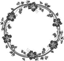 floral redondo línea marcos Boda invitación elemento negro color solamente vector