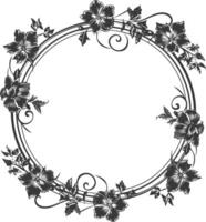 floral round line frames wedding invitation element black color only vector