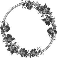 floral round line frames wedding invitation element black color only vector