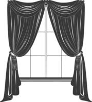 Silhouette aesthetic window with curtain black color only vector