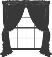 Silhouette aesthetic window with curtain black color only vector