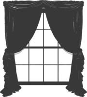 Silhouette aesthetic window with curtain black color only vector