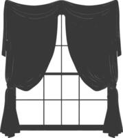 Silhouette aesthetic window with curtain black color only vector