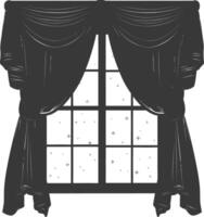 Silhouette aesthetic window with curtain black color only vector