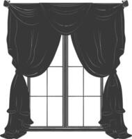 Silhouette aesthetic window with curtain black color only vector