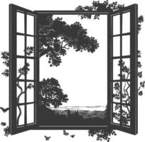 silueta estético ventana negro color solamente vector