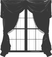 Silhouette aesthetic window with curtain black color only vector