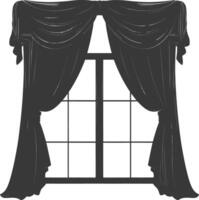 Silhouette aesthetic window with curtain black color only vector