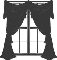 Silhouette aesthetic window with curtain black color only vector