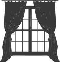 Silhouette aesthetic window with curtain black color only vector