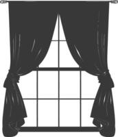 Silhouette aesthetic window with curtain black color only vector