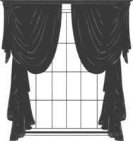 Silhouette aesthetic window with curtain black color only vector